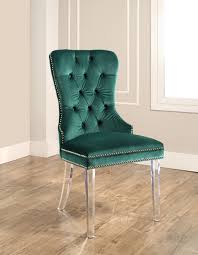 Abbyson Living S Villette Tufted Dining Chair With Acrylic Legs Is Available In Emerald Green Or Nav Dining Chairs Velvet Dining Chairs Tufted Dining Chairs