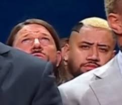 AJ Styles and Solo Sikoa during the ten bell salute for Hulk Hogan.