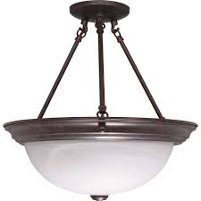 #1 home improvement retailer store finder Glomar Elektra 3 Light Old Bronze Semi Flush Mount Light With Alabaster Glass Shade Hd 210 The Home Depot