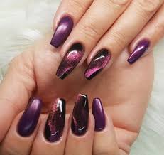 Black And Pink Cat Eye Nails Gel Overlay Gelish Plum Think Magical And Northern Lights Effect With Born Prytty Cat Eye 1 Cat Eye Nails Nail Effects Halloween Nails