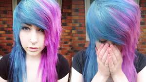 Bleaching Dying My Hair Half Peacock Blue Half Pink Youtube