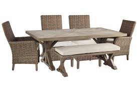 Beachcroft Outdoor Dining Table And 4 Chairs And Bench Ashley Furniture Homestore In 2020 Outdoor Dining Table Dining Table Outdoor Dining