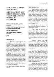 Read on, as we enthral you with what the course will encompass. Pdf Public Relations New Media A Look At How New Media Has Impacted Today S Practices Of Public Relations Muhammad Shawal Abdul Rashid Academia Edu