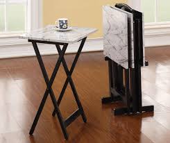 Davis White Faux Marble Tray Tables With Stand 5 Piece Set Big Lots In 2020 Tv Tray Table Marble Tray Tray Table