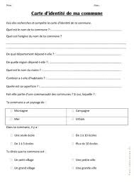 Carte D Identite De Ta Commune Ce2 Pass Education Carte D Identite Carte Ce2