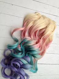 I would like the colored hair extensions in blue, pink, purple, red, white, green, gold. Pastel Tie Dye Hair Blonde Ombre Hair Extensions Pastel Pink Blue And Purple 7pieces Clip In 22 245 00 Via Etsy Dipped Hair Tie Dye Hair Ombre Hair