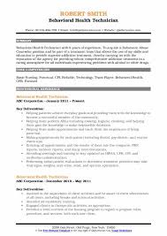 Behavioral Health Technician Resume Samples Qwikresume