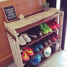 玄関 入り口 サッカー好き 増え続けるスパイク 靴箱 diy セリア などのインテリア実例 2015 04 08 10 02 25 roomclip ルームクリップ インテリア 収納 靴箱 インテリア