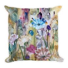 Artistic Accent Pillows Wildflowers Original Artwork Pillow Artistic Pillows Decorative Unique Pillow Artfu Artwork Pillow Painted Mailboxes Unique Pillows