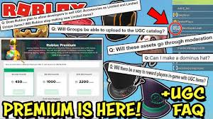 Roblox News Roblox Premium Is Here To Replace Builder S Club Answering Your Ugc Questions Youtube