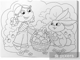 Una volta finita la faccia, disegna i capelli della bambina come. Quadro Su Tela Bambina E Coniglio Di Pasqua Con Uova Illustrazione Da Colorare Pixers Viviamo Per Il Cambiamento