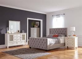 Palma Upholstered Bed 6 Piece Bedroom Set In White Finish By Coaster 300708 Nordli bed with headboard and storage.