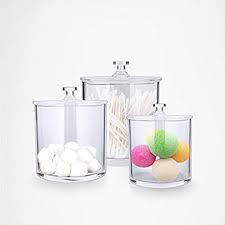 Maybe you would like to learn more about one of these? Amazon Com Much Premium Acrylic Apothecary Jars Clear Plastic Bathroom Canisters With Lid Storage Organizer For Cotton Ball Swab Q Tips Rounds Bath Bomb Salts Set Of 3 Home Kitchen