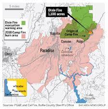 Near caribou, where the fire has burned from the east into the feather river drainage, crews are working to build line directly on the northern edge of the fire. Dixie Fire Near Paradise Explodes Across 1 100 Acres