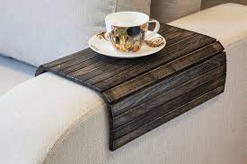 Vasagle copadion ottoman coffee table, square coffee table with storage, for living room, metal and padded synthetic leather, industrial style, rustic brown ulct77bx. Sofa Tray Table Vintage Black Wood Table Laptop Tray Rustic Etsy In 2021 Sofa Tray Wooden Ottoman Tray Wooden Ottoman