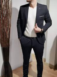 Men S Slim Fit Blazer European 1774 Navy Frankyfashion Com