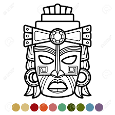 People are wearing colorful face masks to express themselves during coronavirus pandemic. Mexican African Aztec Mask Coloring Page Royalty Free Cliparts Vectors And Stock Illustration Image 99170305
