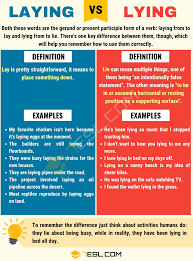 Laying Vs Lying What S The Difference Between Lying Vs Laying 7esl Learn English English Vocabulary Words Learn English Words