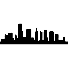 Black And White Denver Skyline Silhouette Miami Skyline Silhouette Large Vinyl Wall Decal By Wallstickz 35 95 Poster Abstrak Gambar Siluet