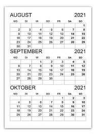 Januar 2021 first pic kalenderblatt vs. Kalender August September Oktober 2021 Kalender Su