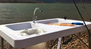 an outdoor sink keeps messy food
