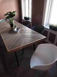 Herringbone Table In 2020 Diy Kitchen Table Table Wooden Dining Tables