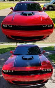 Black And Red Challenger Satin Black Custom Hood Roof Decklid Wrap For A Red Dodge Challenger I Just Wanted To Drop You A Line To L Dodge Challenger Rally Stripes Racing Stripes