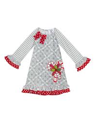Gray Tile Print Dress With Christmas Candy Cane Counting Daisies Baby Girls 12 24m