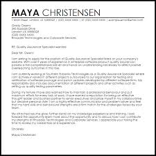 Quality Assurance Specialist Cover Letter Sample Cover Letter Templates Examples