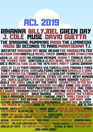 This year's lineup is headlined by country legend george strait, as well as billie eilish, stevie nicks, miley cyrus, rufus du sol, dababy and erykah badu, and the. Leaked Acl 2019 Lineup Aclfestival