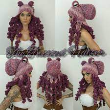 Crochet Dusty Rose Octopus Hat Crochet Wig Pattern Crochet Wig Octopus Knitting