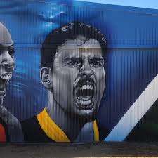 Awesome mural project at Para Hills Community Hub, had the pleasure of  painting Uncle Frank Wanganeen, his grandson Joseph and a Joey Kangaroo!!  🦘 alongside @elizabethclosearts bold and colourful designs and murals