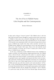Pdf Kathryn Hellerstein The Art Of Sex In Yiddish Poems Celia Dropkin And Her Contemporaries In Sheila Jelen Et Al Eds Modern Jewish Literatures Intersections And Boundaries Philadelphia University Of Pennsylvania Press