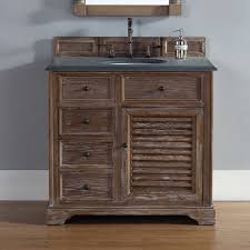 Bathroom 36 inch vanities are very popular among interior decor enthusiasts as they allow for an added aesthetic appeal to the overall vibe of a property. Savannah 36 Inch Bathroom Vanity In Driftwood Finish Black Rustic Granite Top