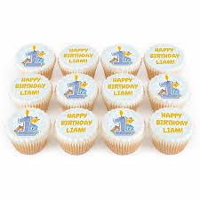 Don't forget to add a little something extra with a bit of. Bakerdays Personalised Blue First Birthday Cupcakes With Animals
