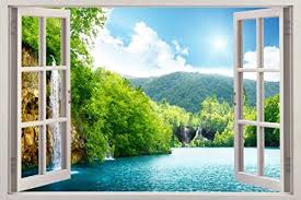 Forest Lake Scene 3d Window View Decal Wall Sticker Decor Art Mural H72 Huge Continue To The Product At The Image Link Note Window Mural Window View Mural