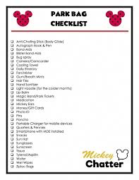 Disney Park Bag Checklist A Printable List So That You Can Make Sure You Have Ev Disney World Packing Disney World Vacation Planning Disney Vacation Planning