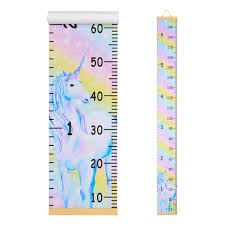 Beinou Wall Growth Chart Wood Frame Height Measurement 7 9 X 79 Canvas Hanging Wall Scale Rulerfor Kids And Adults Rainbow Unicorn Wall Decor