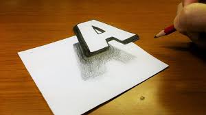 Very Easy How To Drawing 3d Floating Letter A Trick Art On Line Paper For Kids Youtube Art Tips 3d Drawings Lined Paper For Kids