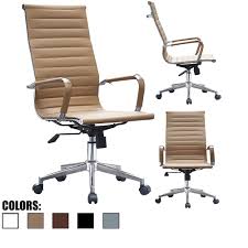 Adjustable pneumatic seat height and tilt. 2xhome Mid Century Modern Contemporary White Desk Ergonomic Office Chair With Arms Arm Rest Wheels Modern High Back Tall Robbed Pu Leather Swivel Tilt Adjustable Boss Executive Manager Home Work Task Office