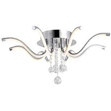 Auffel Flush Mount Ceiling Fixture Led Ceiling Lamp K9 Crystal Aluminum Shade Dimmable Raindrop Clear Ch Dining Room Lighting Ceiling Fixtures Led Ceiling Lamp