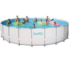 Summer Waves Elite 22 X 52 Round Premium Metal Frame Above Ground Swimming Pool With Deluxe Accessory Set Walmart Com
