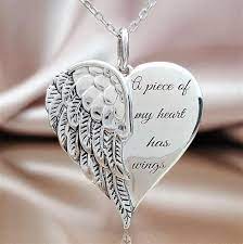Whisper In My Heart Sterling Silver Angel Wing Necklace Angel Wing Heart Necklace Angel Wings Jewelry Silver Angel Wing Necklace