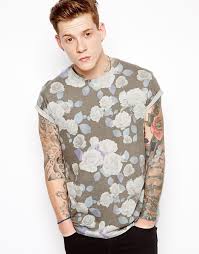 Asos floral pattern t shirt. Asos Brand T Shirt With All Over Floral Print And Roll Sleeve 29 Asos Lookastic