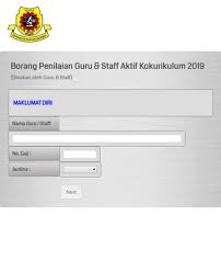 Borang pmli lhdnm borang permohonan untuk mengikuti latihan industri di lembaga hasil dalam negeri malaysia1 maklumat peribadi 1.1 nama : Borang Penilaian Guru Staff Aktif Kokurikulum Form Template Jotform
