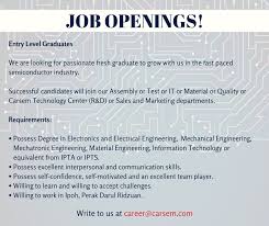 Learn more about how to apply. Carsem Malaysia Carsem M Sdn Bhd Is Hiring Entry Level Facebook