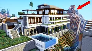 Nothing is more waterfront than a mansion with a river running under it. Minecraft How To Build A Modern Mansion Modern Cliff Mountain House 2018 Youtube