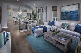 Waterstone In Milpitas By Lennar Bay Area Residence 3 Gorgeous Open Concept Living Area Decorated With Blue Accents New Homes Blue Decor Home
