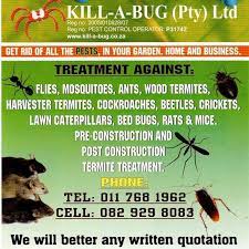 We eliminate bugs in their nests! Kill A Bug Pest Control National 32 Dee Brown Street Roodepoort 2021
