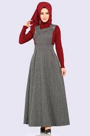 Modaselvim Elbise Dugme Detay Pileli Jile 5441mp186 Gri Model Pakaian Hijab Model Pakaian Pakaian Wanita